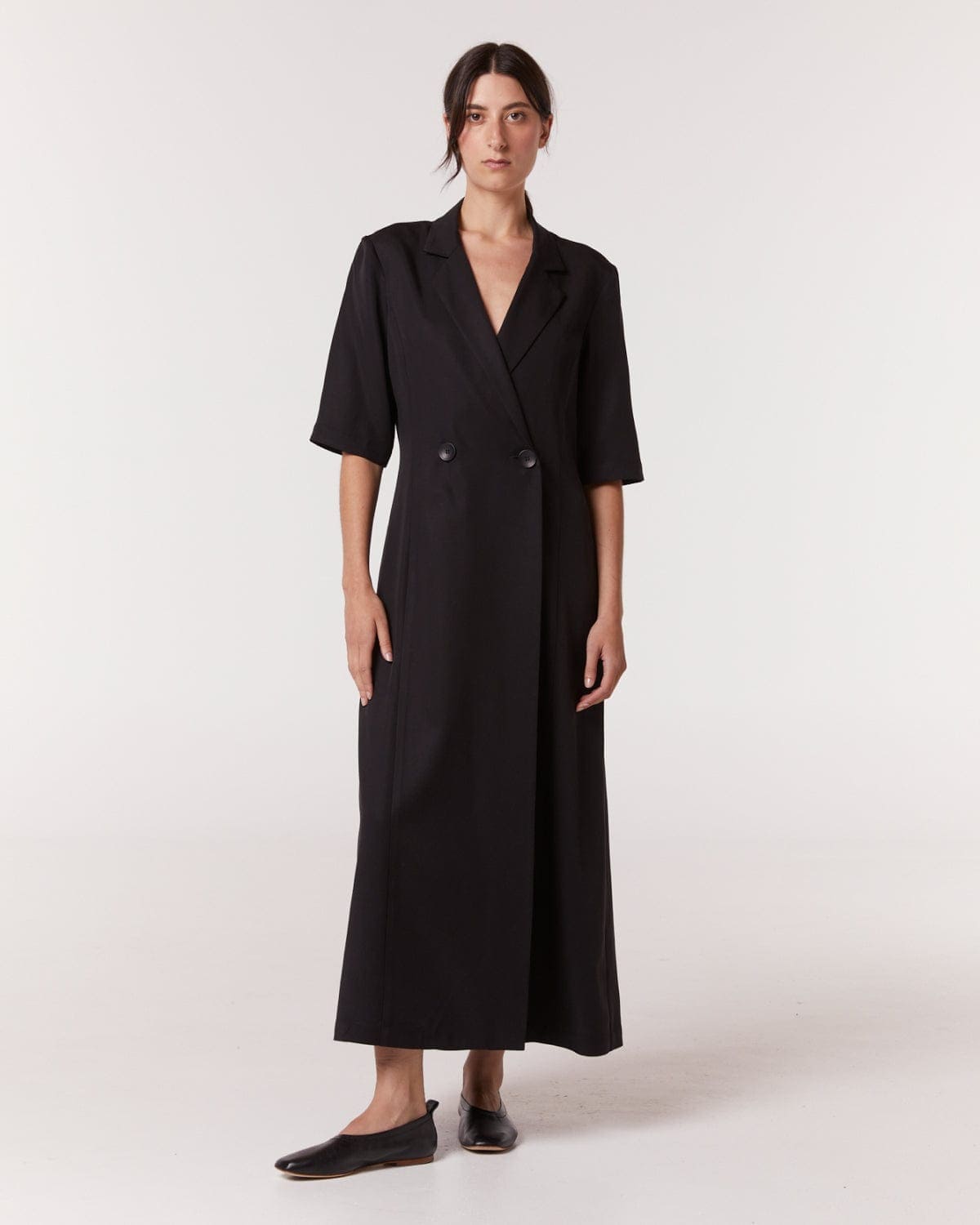 black leather flat shoes