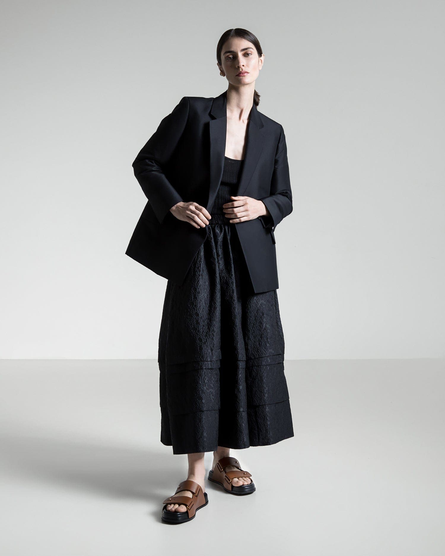 leather chunky slide