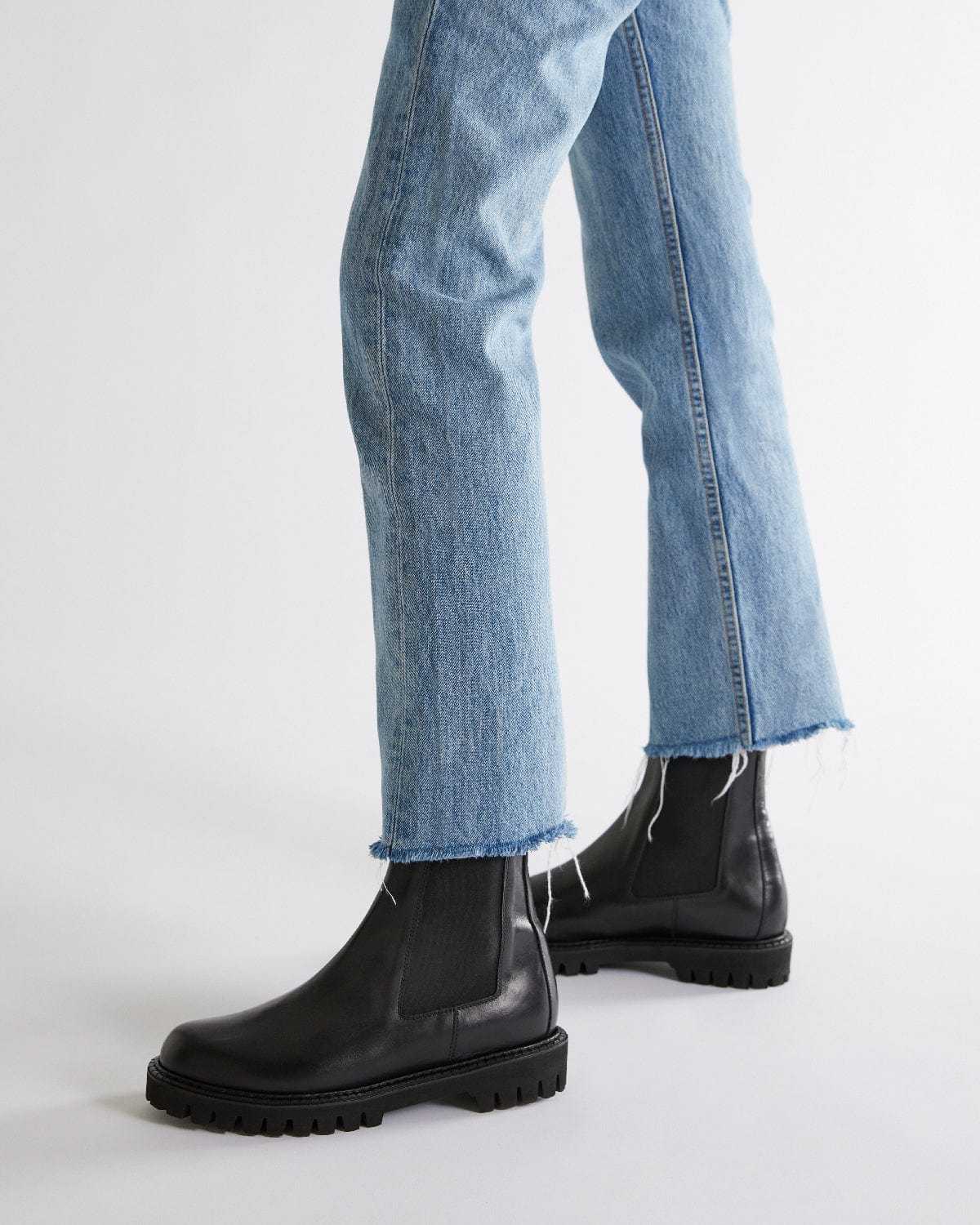 black lug sole chelsea boots