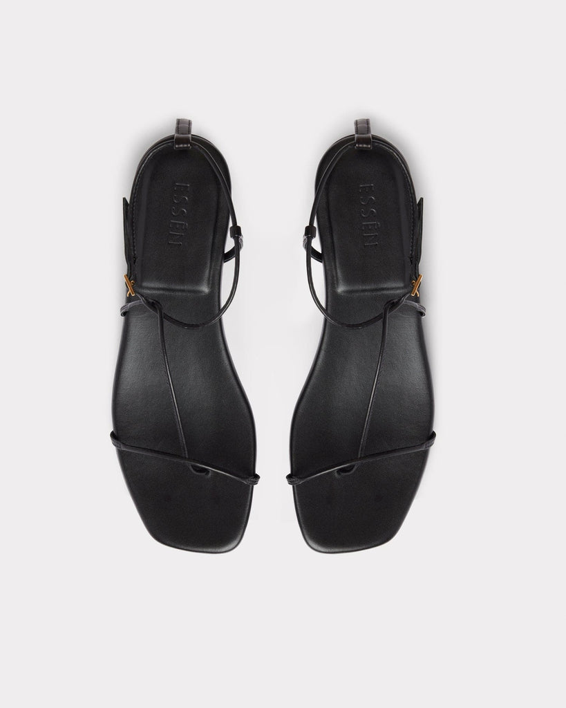 black leather sandals