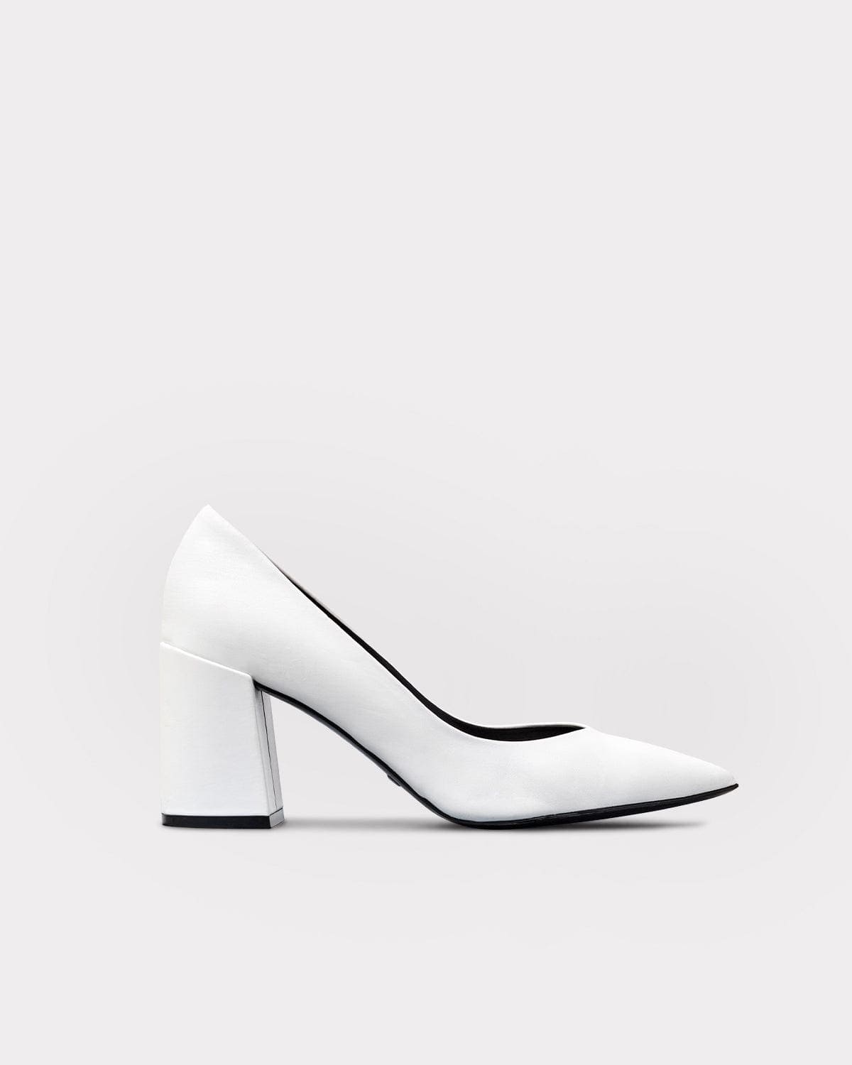 Axium White Pointed Block Heels Shop White Block Heel Pump Hotsell