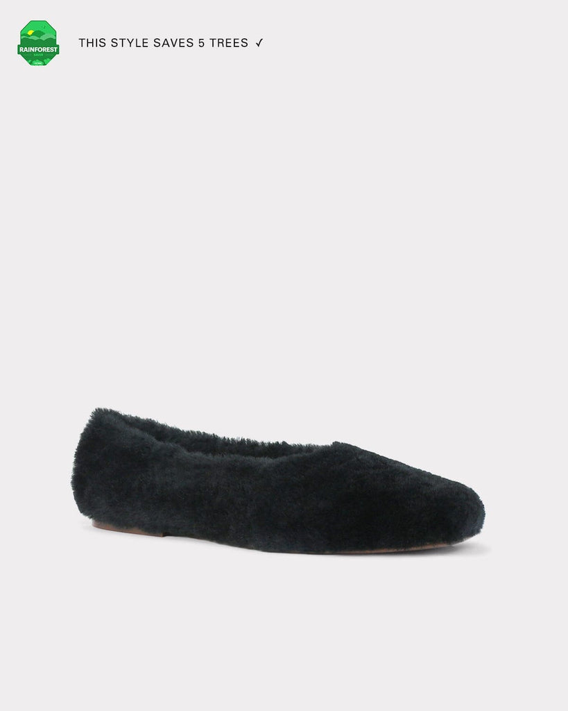 ESSĒN Shoes The Foundation Flat - Black Shearling