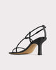 black strappy heeled sandals